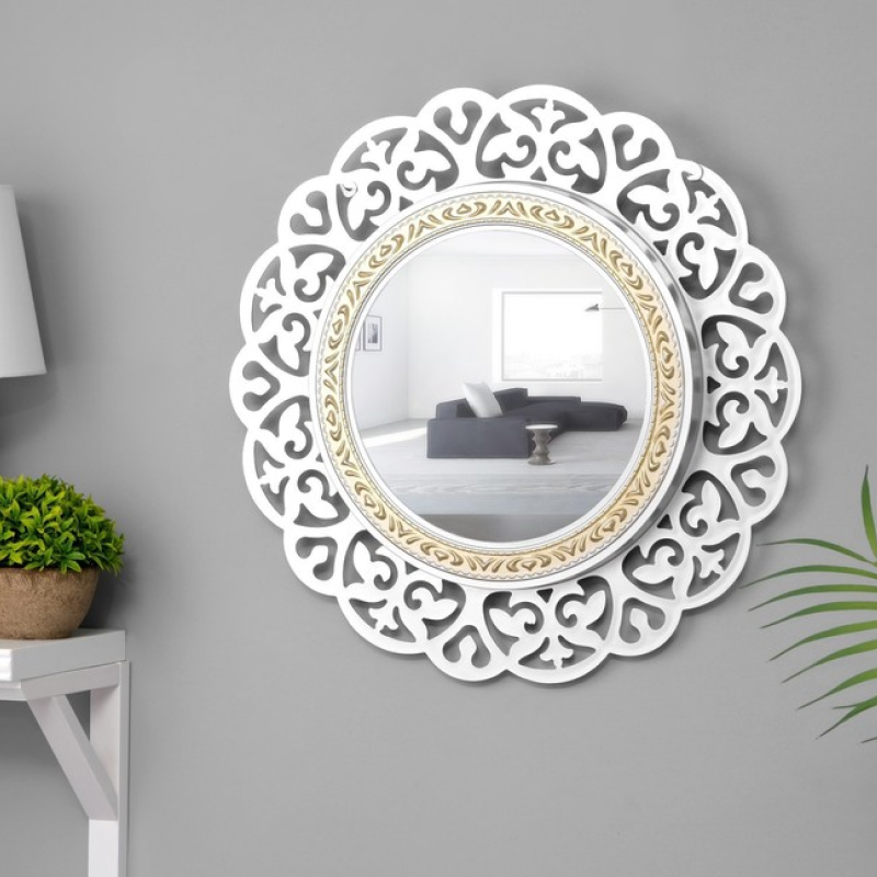 Round Wooden Wall Mirror
